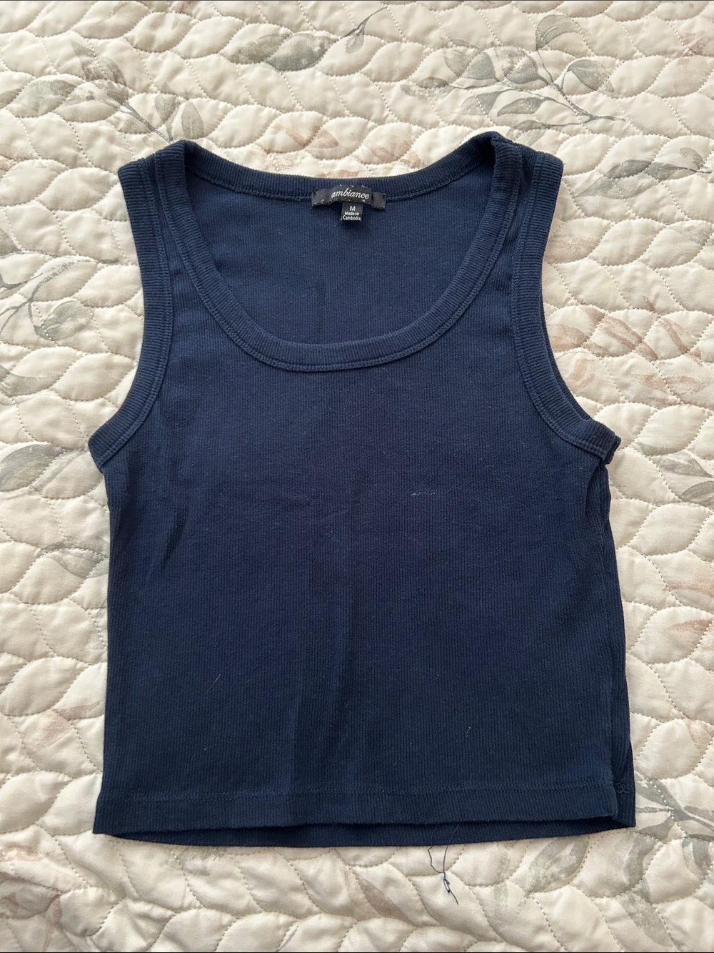 Ambiance Navy Sleeveless Ribbed Crop Tank